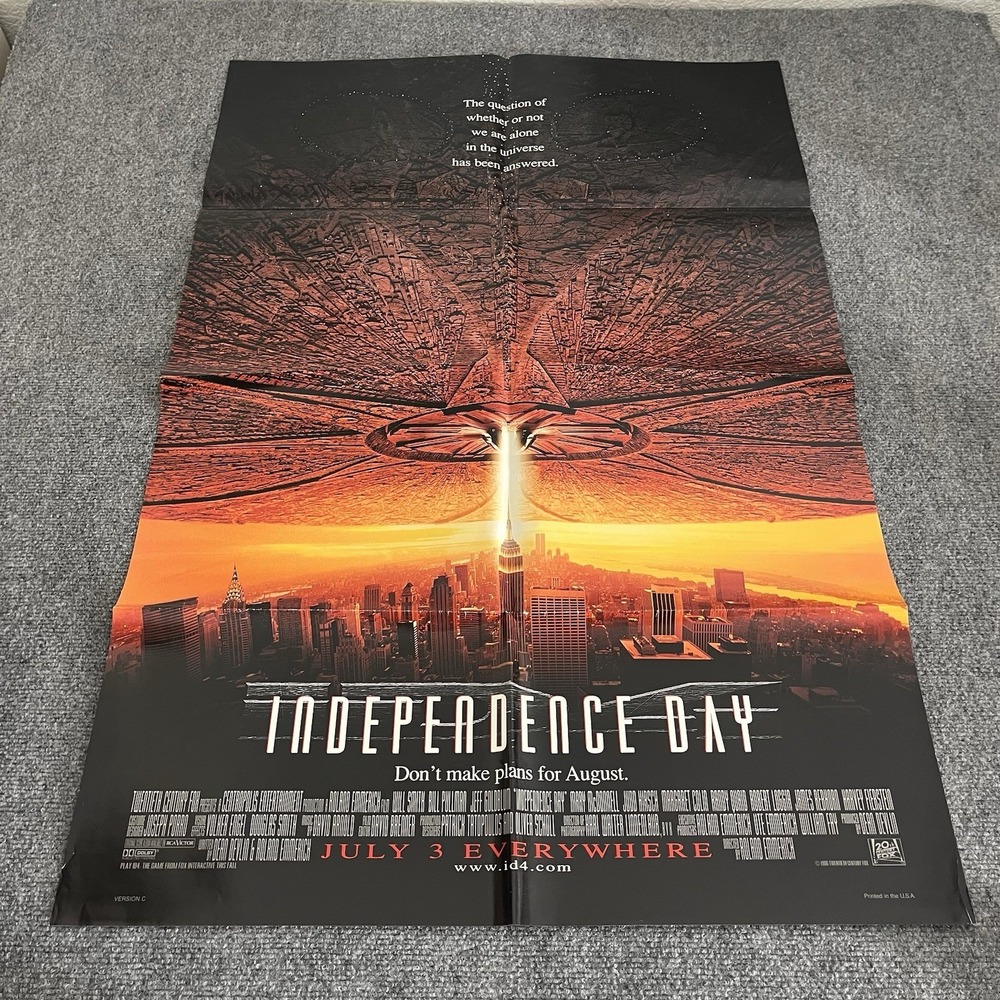 Vintage 1996 Independence Day Original Movie House Full‎ Sheet Poster 27x40